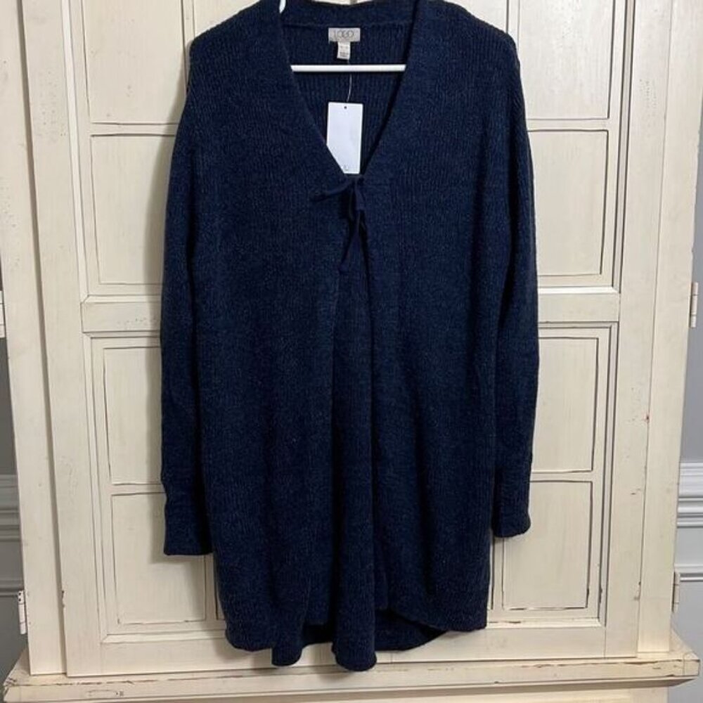 NWT LOGO by Lori Goldstein size XL dark blue cardigan sweater